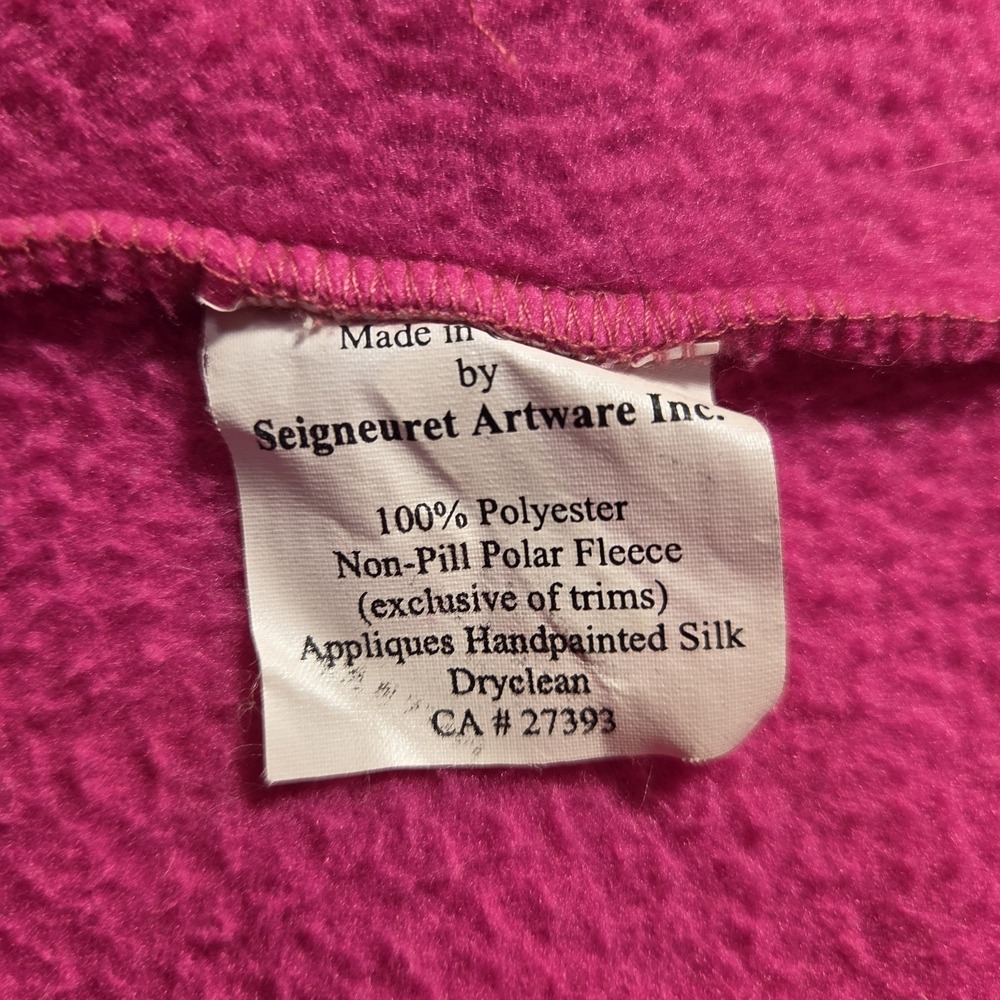 Vintage Christine Seigneuret Fleece Vest Womens M Pink Fleece Artsy Zip 90s - Picture 8 of 8